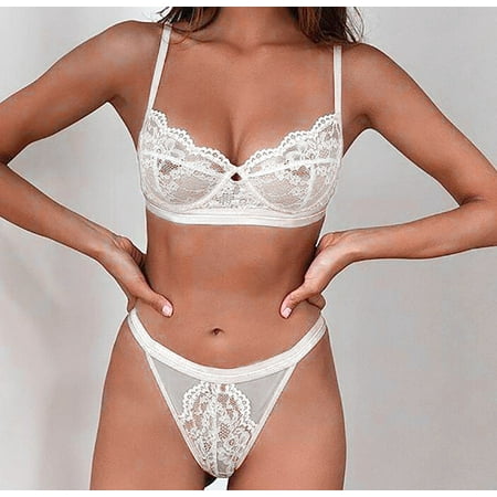 

Women Lace Erotic Lingerie Bra and Panty Set Female See Through Panties
