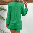 thumbnail image 5 of Riforla Women Summer Solid Color Long Sleeve Shorts Conditioning Fashion Casual Home Service Two Piece Set Matching Sets Women Clothing Green M, 5 of 9
