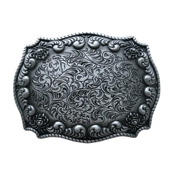 Antique Brushed Silver Cowboy Cowgirl Western Belt Buckle Boucle de Ceinture