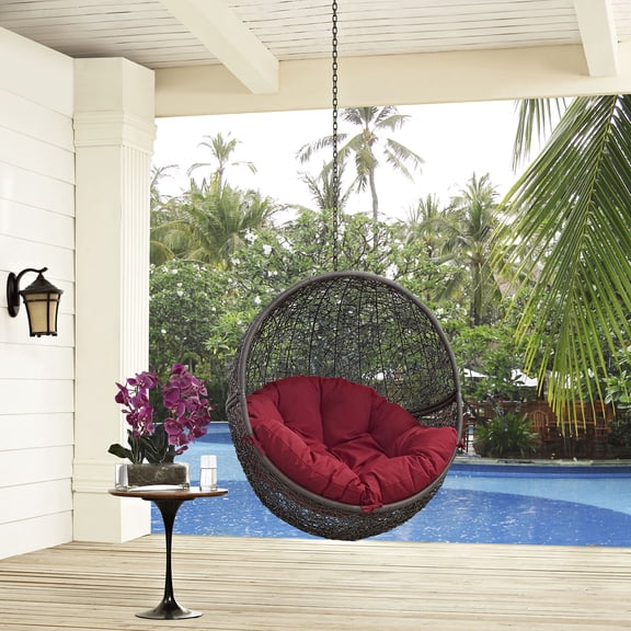 Modway Hide Outdoor Patio Swing Chair Without Stand in Gray Red