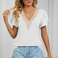 thumbnail image 6 of Mittory Women Lace V Neck T Shirts Ruffle Short Sleeve Summer Tunic Tops Shirts Blouses, 6 of 8