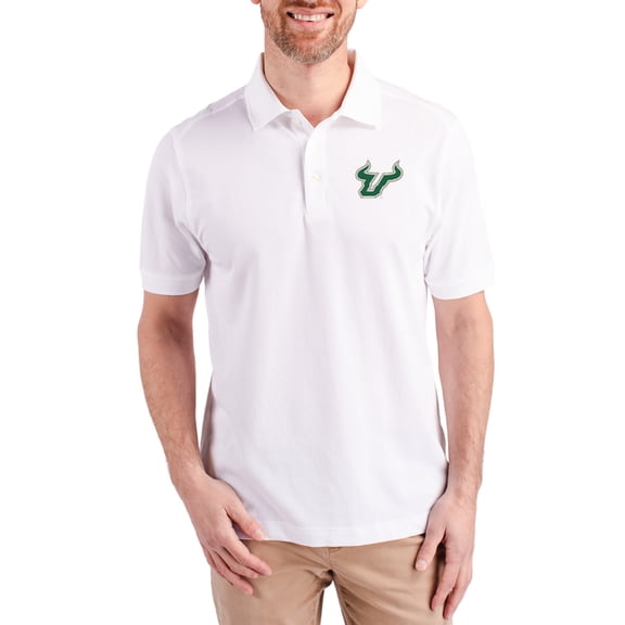 Men's Cutter & Buck White South Florida Bulls Advantage Eco Pique Tri-Blend Polo