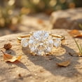 thumbnail image 4 of Rosec Jewels IGI Certified Lab Grown Diamond 3 Stone Engagement Ring - Big Diamond Ring for Women - E-VS1 Grade - with Jewelry Box, 18K Yellow Gold, US 7.00, 4 of 8