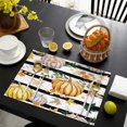 thumbnail image 4 of Thanksgiving Dinner Placemats Set of 4, Durable Linen Table Mats with Pumpkin, Turkey, and Sunflower Pattern, Machine Washable Heat Resistant Rustic Fall Dining Decor, 4 of 6