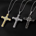 thumbnail image 2 of Fashion Double Layer Zircon Cross Necklace Belief Cross Pendant Hip Hop Necklaces for Men Cross Jewelry Party Anniversary Gift, 2 of 4