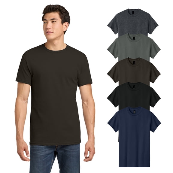 Gildan Heavy Cotton Solid T-Shirt Short Sleeve Assorted Dark Color Bulk Plain Tee 6 Pack, Classic S