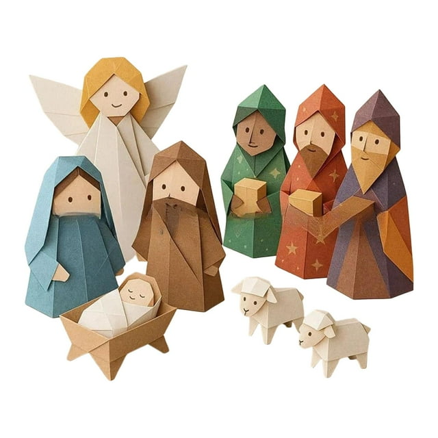 Kit de manualidades navideñas de papel para hacer un belén 3D estilo . Decoración navideña. Kit de belén navideño para principiantes. A