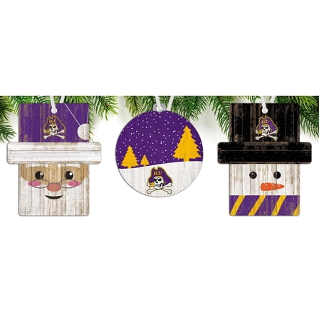 ECU Pirates 3-Pack Ornament Set