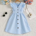 thumbnail image 2 of Girls Dresses Size 7 Summer Toddler Girl Dress With Flutter Sleeves Checkered Button Front Dress For Kids Blue,11-12 Years, 2 of 5