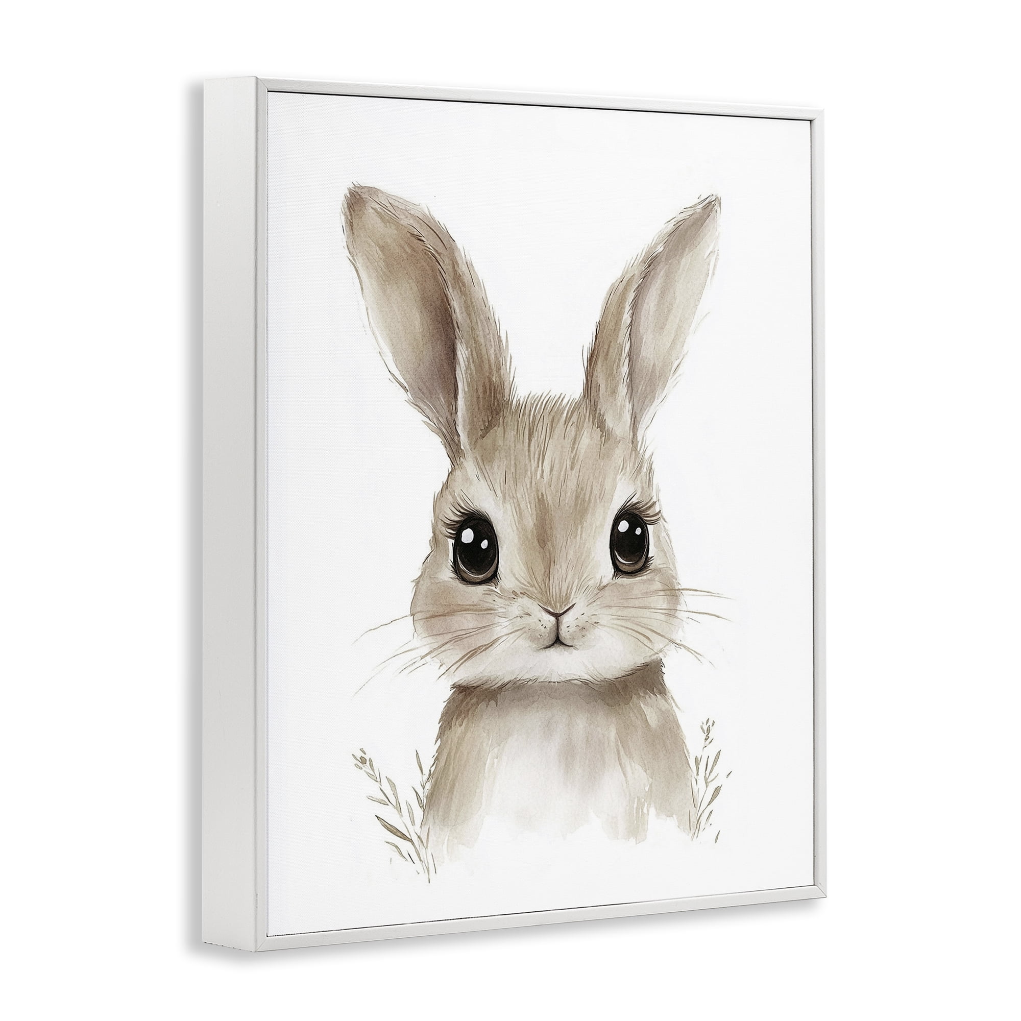 Stupell Industries Nursery Babies Bunny White Framed Giclee Art, design by Ramona Murdock