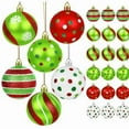thumbnail image 2 of YIKA 24 Pcs Christmas Ball Ornaments Xmas Plastic Stripe Hanging Ball For Christmas Tree Party Decoration Supplies, 2 of 6