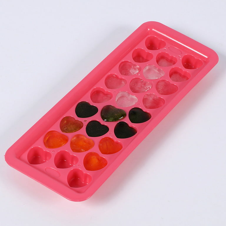 21-cell Silicone Ice Cube Mold Heart Shape Ice Tray Household Frozen Ice  Mold Plastic Ice Box With Lid Kitchen Bar Accessories