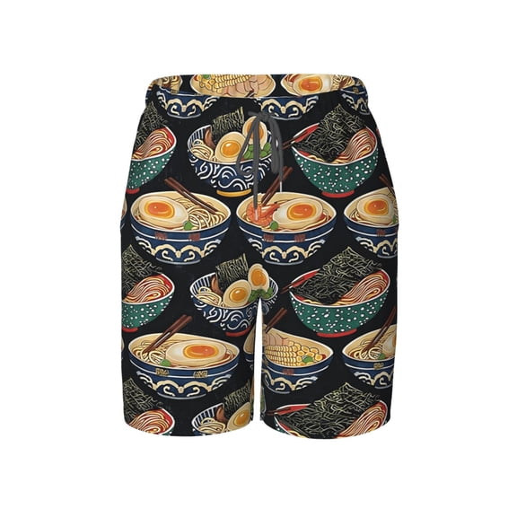 Ramen Noodle Beach Pants Teen Shorts with Mesh Lining and Drawstring