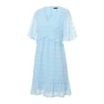thumbnail image 3 of SAYOO , vestido de chifón de verano para mujer, vestido informal de media manga con cuello en V y estampado de puntos de Color sólido para fiesta SAYOO  Moda, 3 of 9