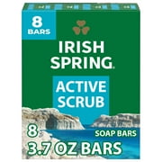 Irish Spring Active Scrub Exfoliating Bar Soap for Men, With Flaxseed Oil, 3.7 oz Bar (8 Pack)