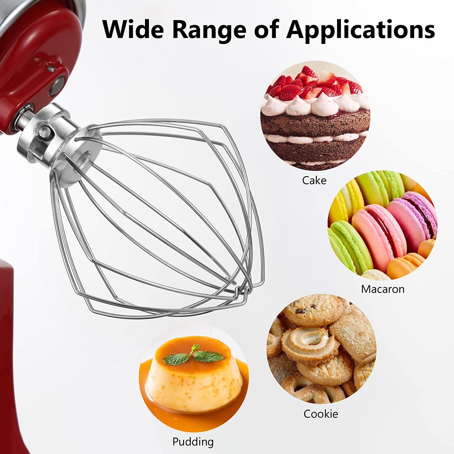 Gdrtwwh Wire Whip Attachment for KitchenAid Tilt-Head Stand Mixer,Stainless  Steel Egg Cream Stirrer, Flour Cake Mayonnaise Whisk(Replace K45WW)