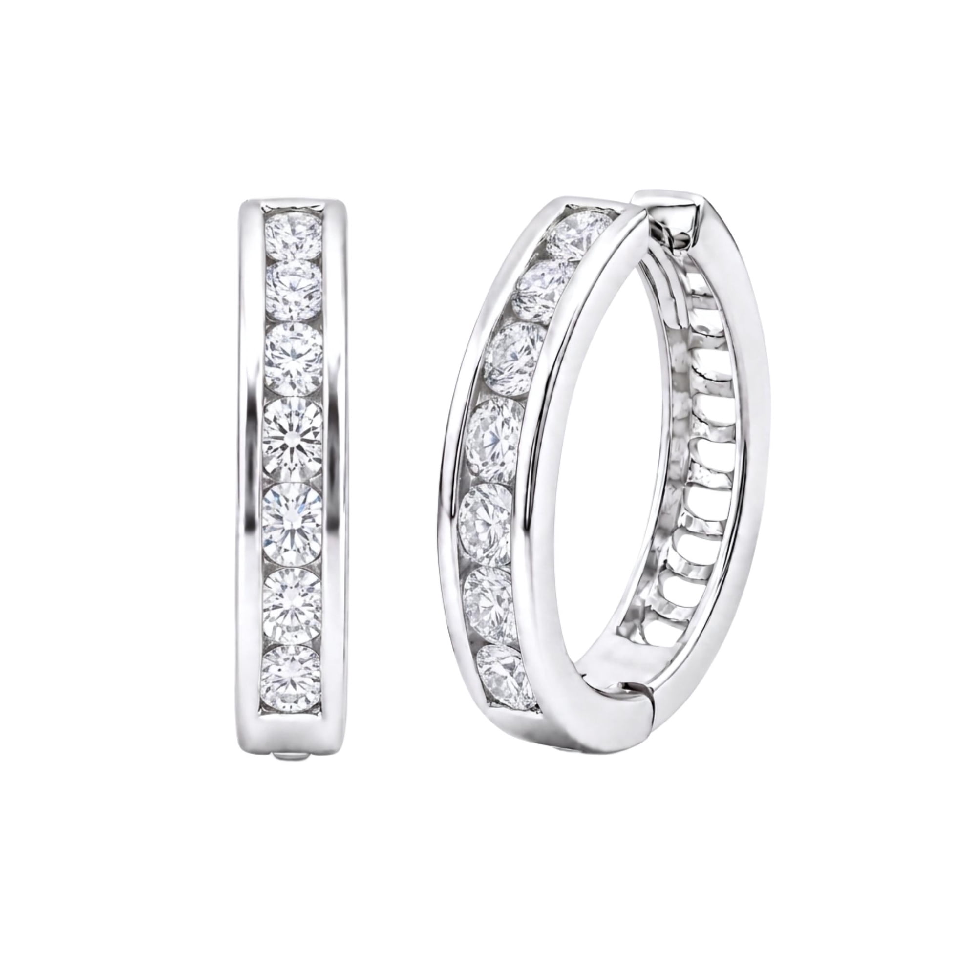 Diamonair Lab-Grown Diamond Hoop Earrings for Women | Sterling Silver | Round Cut | Prong, Push Back | F Color, VS+ Clarity | 1.00 Total Carat Weight | Anniversary, Wedding, Birthday Gift