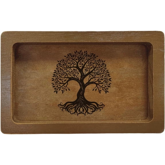 Jewelry Tray Mini Bathroom Vanity Tray Wooden Serving Platte Organizer Wood Dish Soap Dispenser Tray for Jewelry Perfume Candle Key DIY