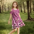 thumbnail image 5 of Pounoo New Girls Dresses 10-12 Trendy Print Short Sleeve Casual Dresses Round Neck Knee Length Dress With Pocket Breathable Dresses For Kids Girls, 5 of 8