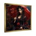 thumbnail image 2 of Designart "Victorian Woman with Umbrella in Red and Black III" Fashion Framed Wall Art Decor - Glam Red Woman Victorian Entryway Framed Wall Art, 2 of 6