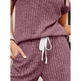 thumbnail image 6 of SUNBS Lounge Sets for Women 2 Piece Outfit Sets Tunic Shirts Short Cap Sleeve Crew Neck Drawstring Sweat Suit Summer with Pocket, 6 of 7