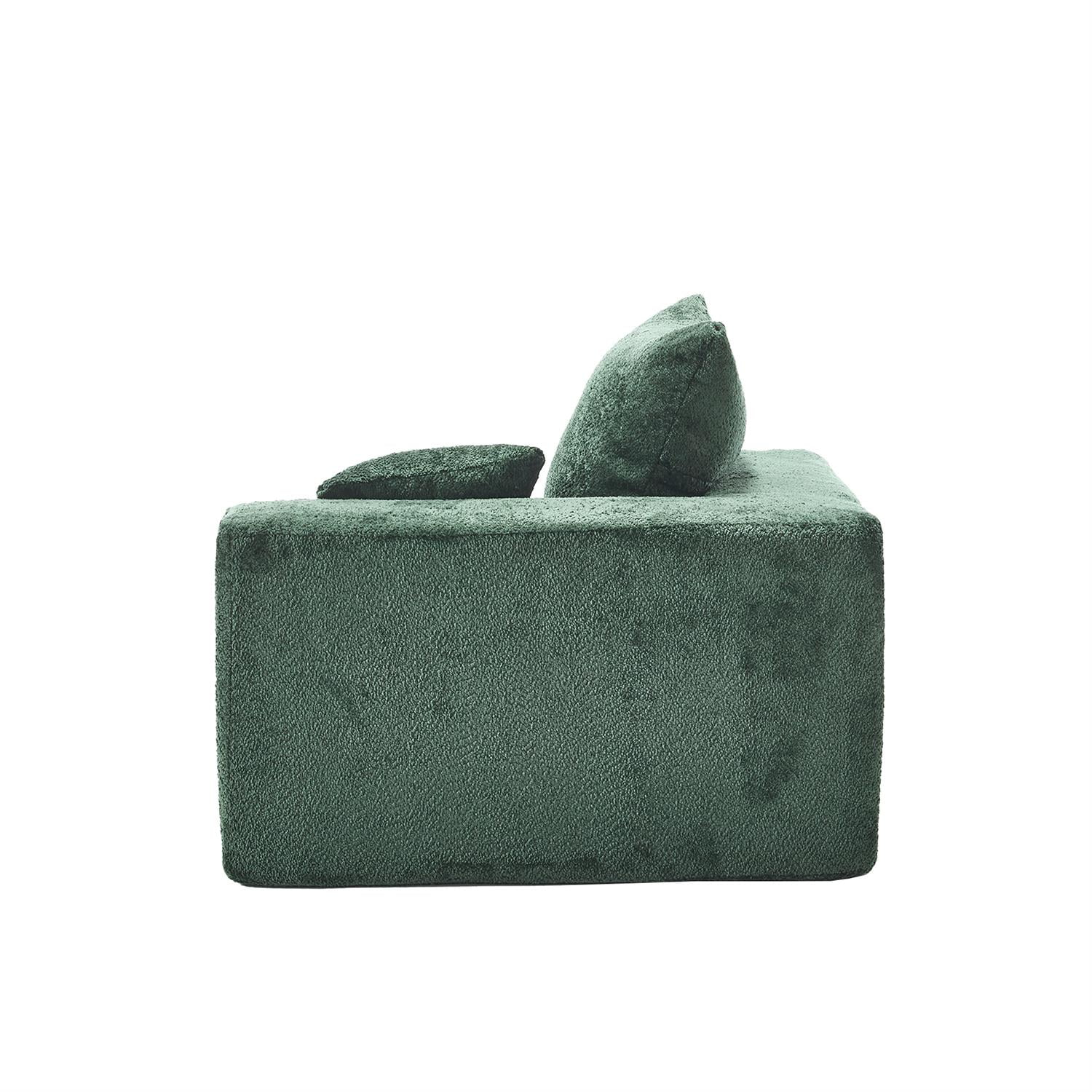 Demi Bonn 67" Memory Foam 2-Seater Sofa, Comfy Chenille Fabric Couch, No Assembly Needed, Portable Modern Deep Seat for Living Room, Bedroom, Apartment, Green