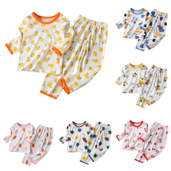 RUTAYY Boys Pajama Set Long Sleeve T-Shirt Long Pants Astronaut Space Print Kids Loungewear