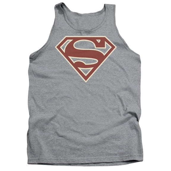 Superman Crimson & Cream Shield Adult Tank Top Athletic Heather