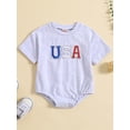 thumbnail image 2 of Bagilaanoe 4th of July Newborn Baby Girl Boys Rompers USA Embroidery Short Sleeve Bodysuit 3M 6M 12M 18M 24M Infant Summer One Piece Short Jumpsuit for Independence Day, 2 of 8