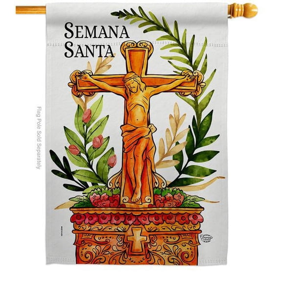 Ornament Collection H192458-BO Semana Santa Religious Faith Double-Sided Garden Decorative House Flag, Multi Color