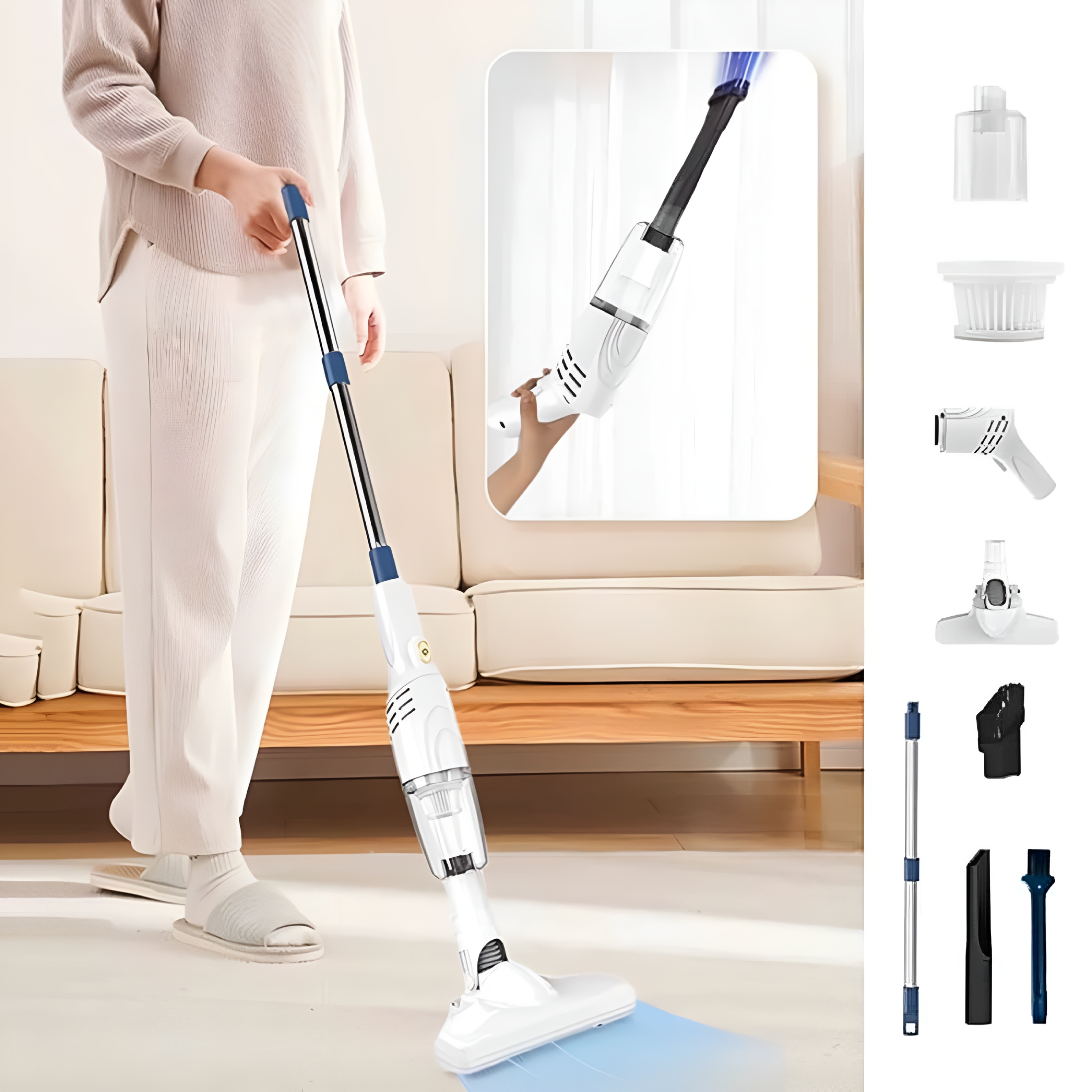 ZEPARO Stick Vacuums&Electric Brooms,Cordless Stick Vacuum Cleaner,Lightweight Vacuum Cleaners for Carpet and Hardwood Floor Pet Hair