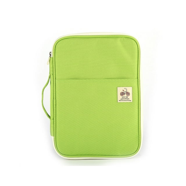QualitChoice A4 File Paper Bag Meeting Room Document Oxford Cloth Storage Folder for Zipper Closure Pouch Portable Organizer Stationery Green