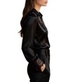 thumbnail image 5 of ClodeEU Women's Lace Satin V-Neck Blouse,Long Sleeve Casual Fashions Shirt Black,Womens Plus S, 5 of 6