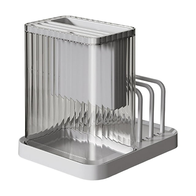 Organizador de tapas de ollas, bloque de cuchillos y soporte para utensilios para gabinetes y encimeras gris