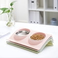 thumbnail image 3 of Methold Cuenco doble para mascotas, platos de alimentación de animales de acero inoxidable, soporte extraíble para agua y comida Suministros para gatos rosado, 3 of 6