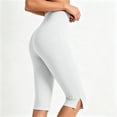 thumbnail image 4 of Diufon White Capri Leggings for Women High Waisted Side Slit Stretch Cropped Pants Summer Casual Capris Yoga Pant, 4 of 8