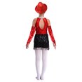 thumbnail image 2 of TSSOE Girls Shiny Sparkle Latin Salsa Ballet Fringe Tassel Jazz Dance Lyrical Dress Dancewear with Gloves Hat Set Red 16, 2 of 5