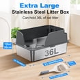 thumbnail image 6 of Non-stick Stainless Steel Litter Box, XL Splash-Proof, Leak-Proof, Large Capacity, Cat Litter Box for Multi-Cats, Large Cats, Easy-Clean, Gray, 6 of 7