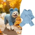 thumbnail image 5 of 4 Legged Clothes Pets Apparel - Warm Dog Sweater - Coat Plush Onesie Jumpsuit Pajamas Soft Puppy Cat - for Small Medium Male Female Dogs,Blue, 5 of 5