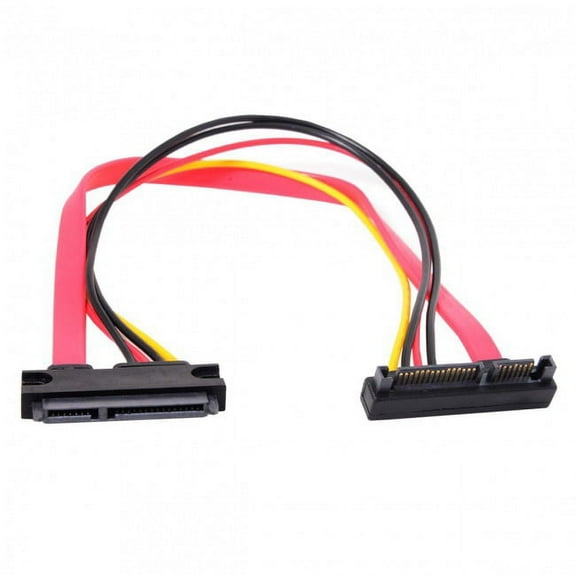 Xiwai Cable Up Angled SATA III 3.0 7 15 22 Pin SATA Male to Female Data Power Extension Cable 30cm