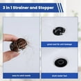 thumbnail image 3 of Neighborly Nook Upgraded Bathroom Sink Drain Strainer Hair Catcher with Removable Stainless Steel Filter Basket, 3 in 1 Universal Pop Up Sink Stopper for 1.1''~2.36'' Sink Basin Hole, Matte Black, 3 of 12