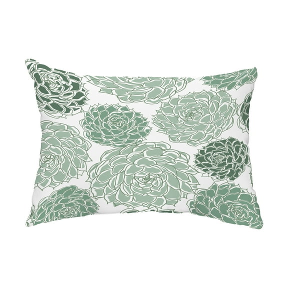 Simply Daisy, 14" x 20" Olivia Green Floral Decorative Outdoor Pillow