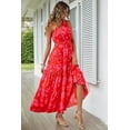 thumbnail image 7 of PRETTYGARDEN Women's Summer Floral One Shoulder Maxi Dress Knot Ruffle Boho Beach Vacation Wedding Guest Long Sun Dresses, 7 of 7