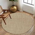 thumbnail image 3 of Brown Farmhouse Large Area Rugs for Bedroom Living Room, Soft Non Slip Carpet Bedside Rug, Vintage Country Monochrome Textured Round Floor Cover Kitchen Accent Rug 8' for Dining Room/Office, 3 of 9
