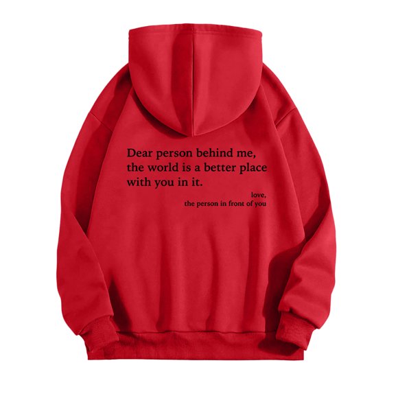 felwors Womens Trendy Hoodies With Sayings Long Sleeve Sweatshirts Pullover Casual Tops Y2K Teen Girls Clothing Red, XXL