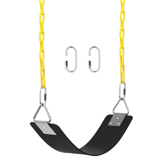 AGPTEK Swing Replacement Seat for Swing Set, with 66 Inch Anti-Rust Chains, Support 250lb, Swing Seat Cushion Accessories Replacement with Snap Hooks for Outdoors, Playground, Black