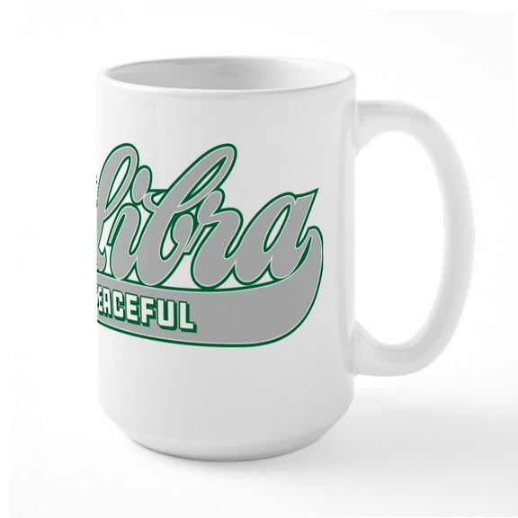 CafePress - Libra Peaceful Baseball - 15 oz Ceramic Large White Nolvety Mug