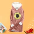 thumbnail image 5 of Tops for Women Long Sleeved Hooded Daisy Printing Thickened Casual Sweatshirt,Womens Tops Plus Size Pink XXXL, 5 of 5
