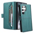 thumbnail image 2 of For Samsung Galaxy S24 Ultra PU Leather Wallet Phone Case,Flip Folding Kickstand,With Card Slots & Cash Pocket,Shockproof Anti-fall Rugged Anti-fall Ultra Slim Phone Case Cover,Green, 2 of 8