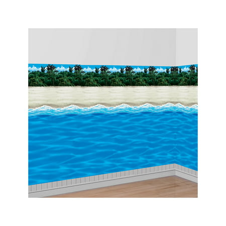 Party City Sunny Beach Scene Setter Supplies, Include an Ocean Room Roll and a Beach Room Roll, Cut to Fit Your Space